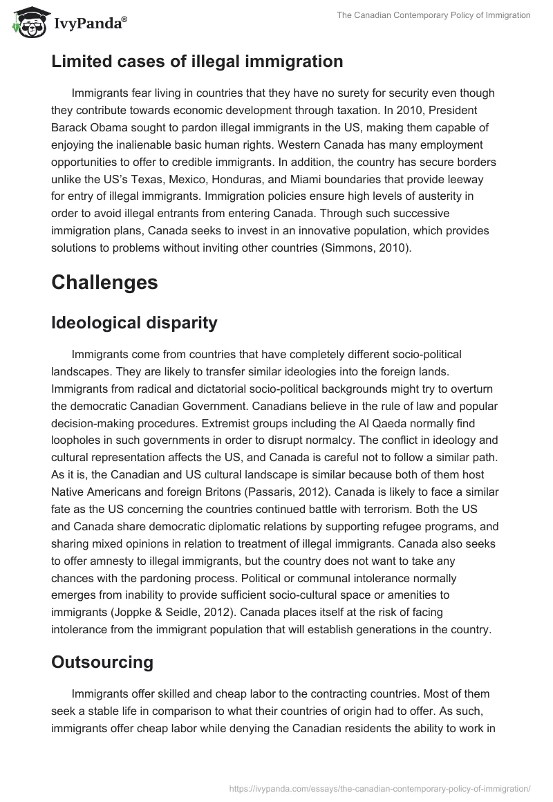 The Canadian Contemporary Policy of Immigration. Page 3