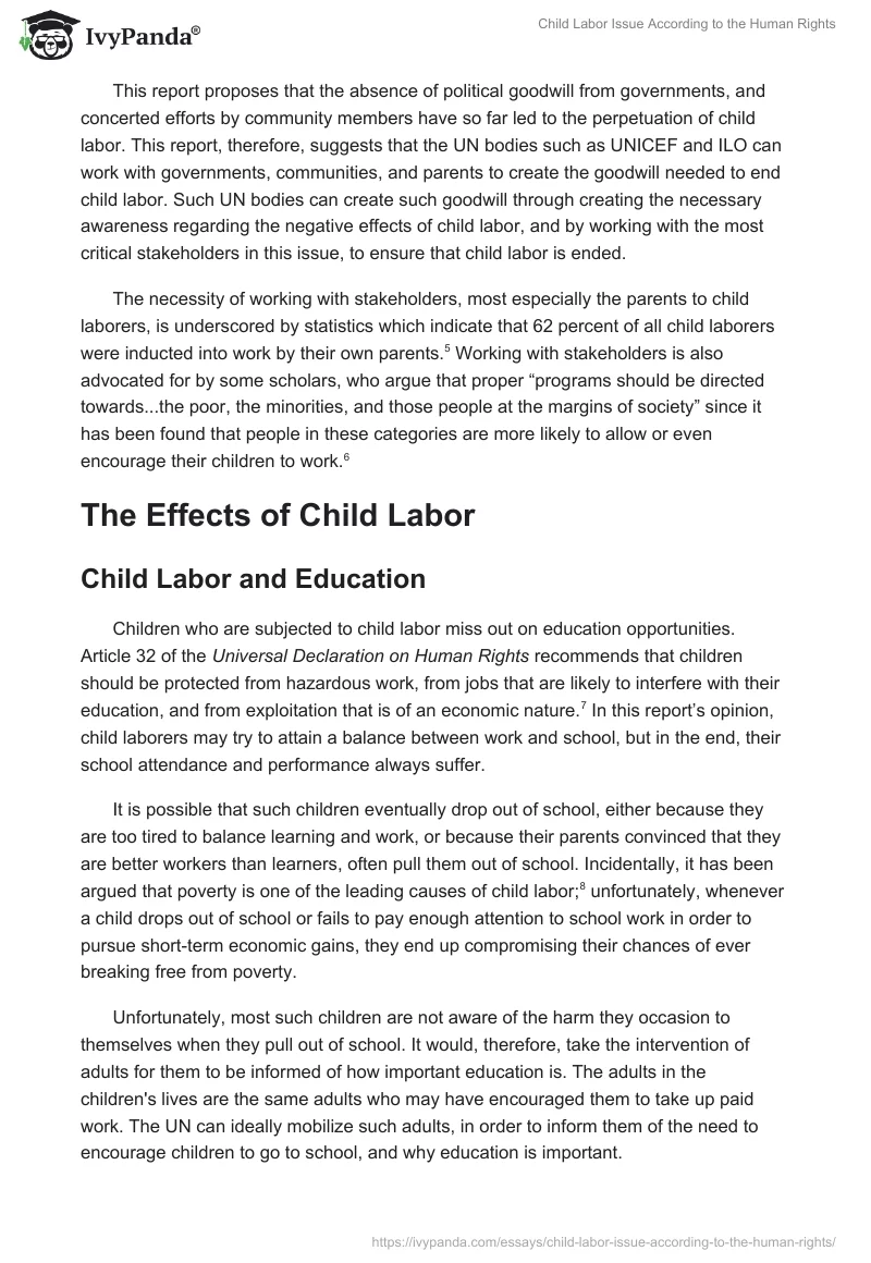 Child Labor Issue According to the Human Rights. Page 2