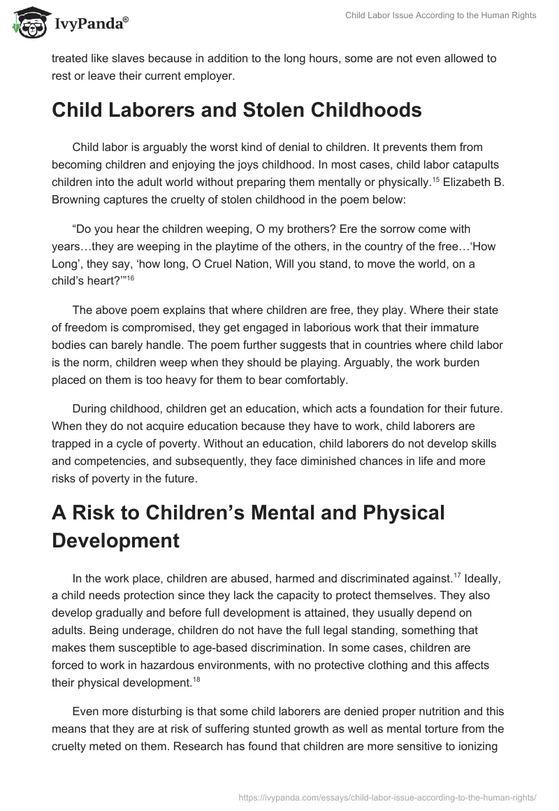 Child Labor Issue According to the Human Rights. Page 4