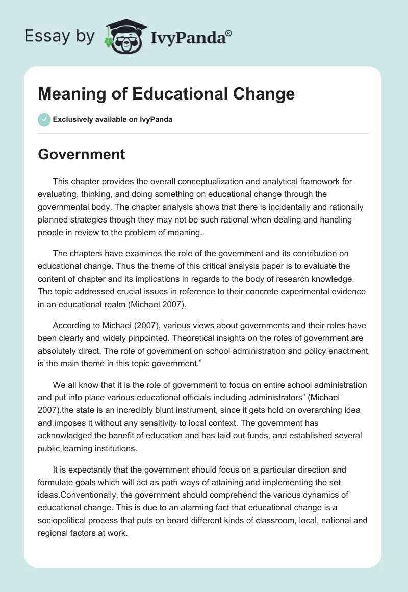 Meaning of Educational Change. Page 1