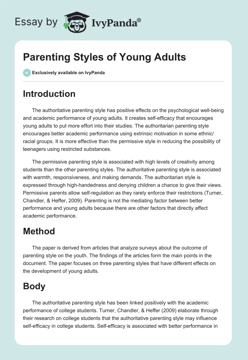 Parenting Styles of Young Adults. Page 1