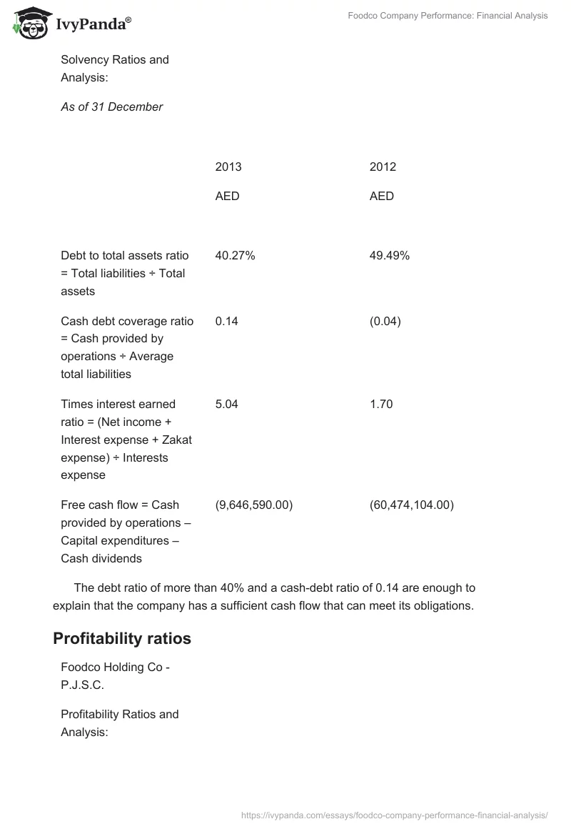 Foodco Company Performance: Financial Analysis. Page 5