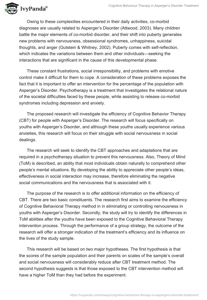 Cognitive Behaviour Therapy in Asperger’s Disorder Treatment. Page 3