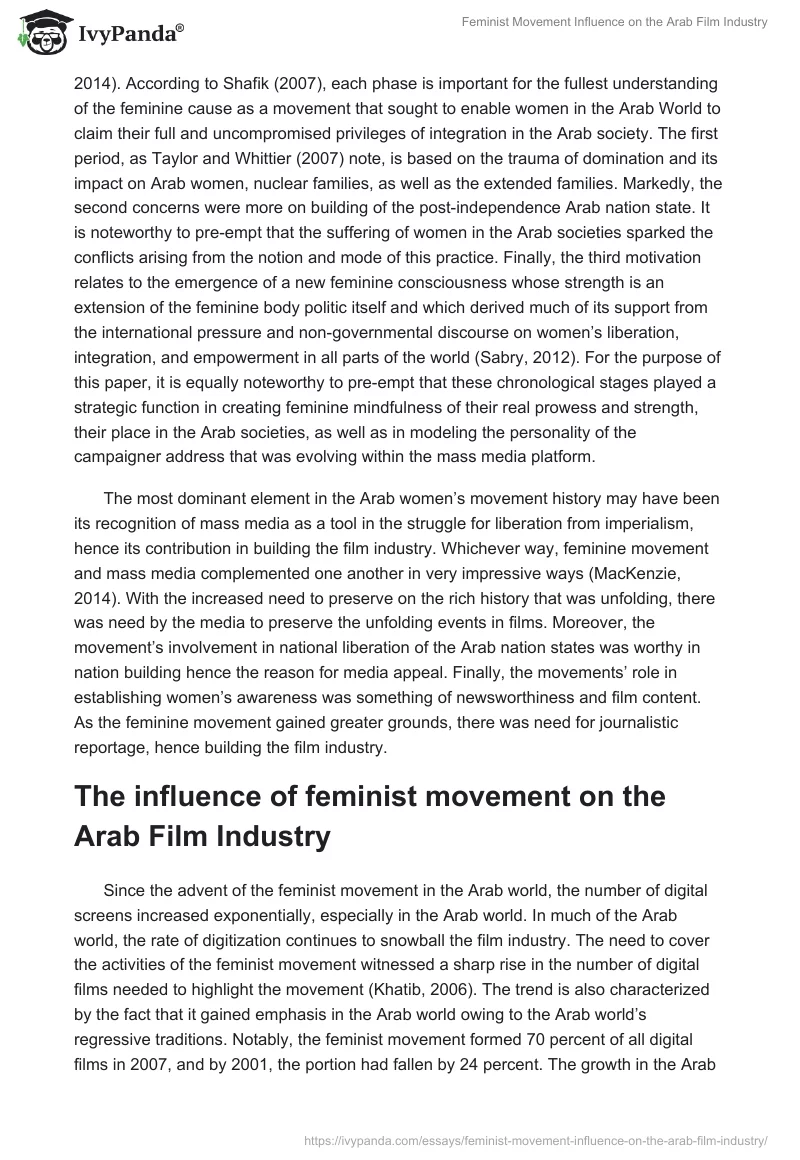 Feminist Movement Influence on the Arab Film Industry. Page 2