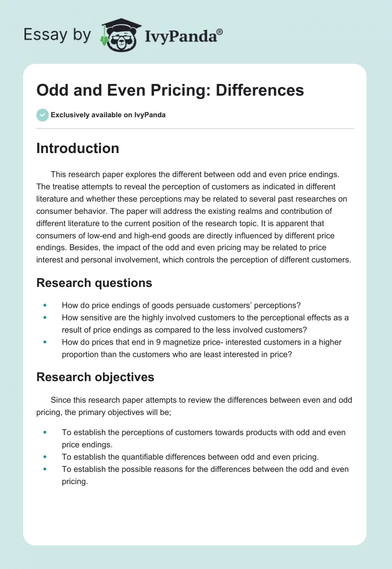 Odd and Even Pricing: Differences. Page 1