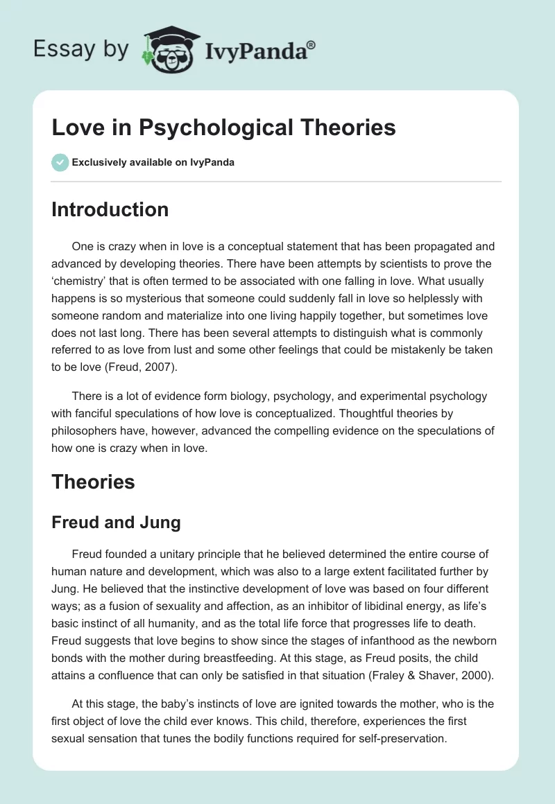 Love in Psychological Theories. Page 1