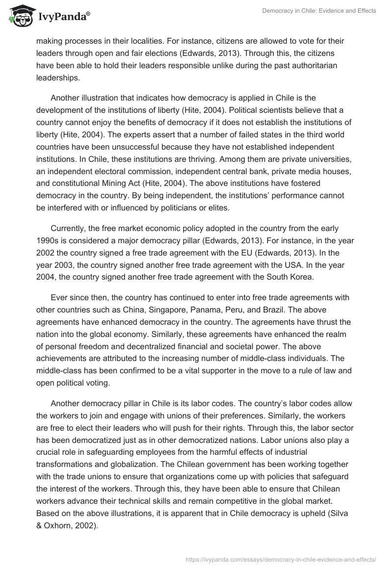 Democracy in Chile: Evidence and Effects. Page 2