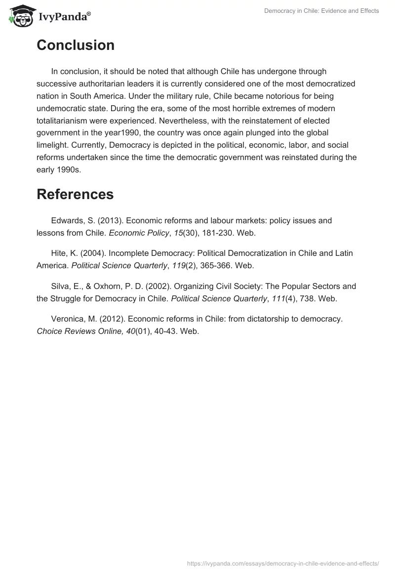 Democracy in Chile: Evidence and Effects. Page 3