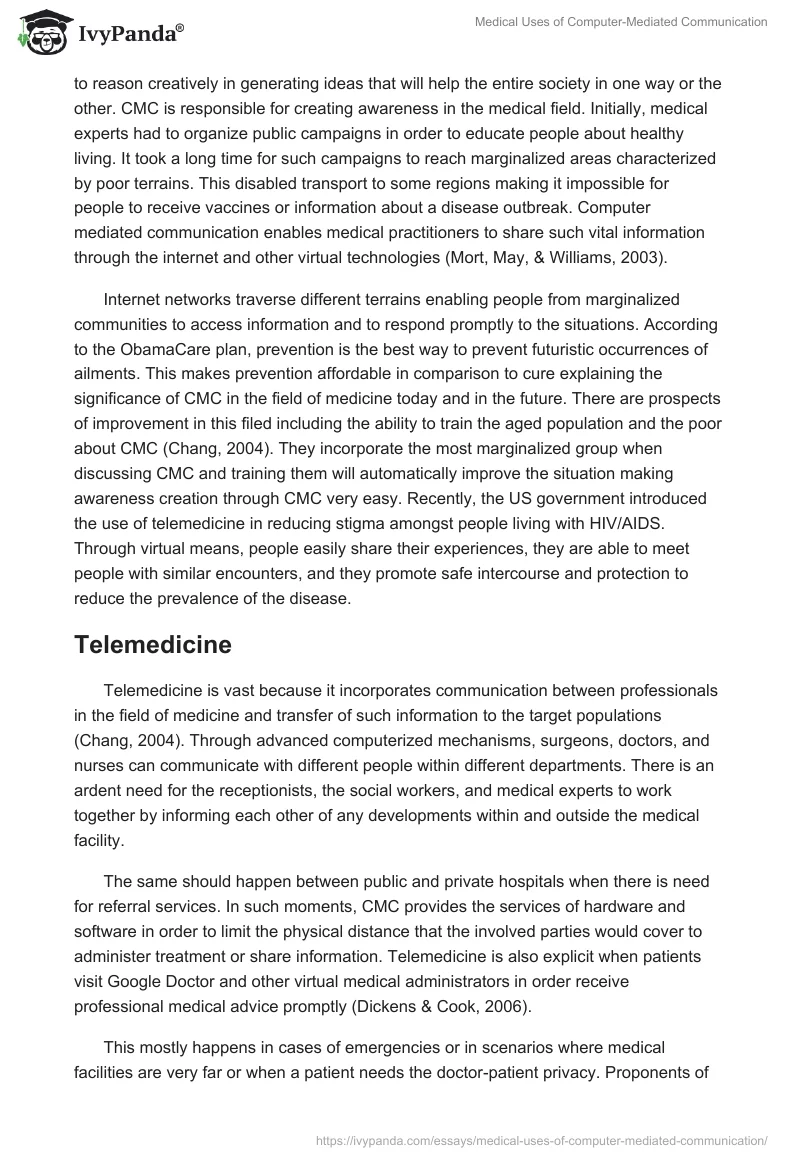 Medical Uses of Computer-Mediated Communication. Page 2