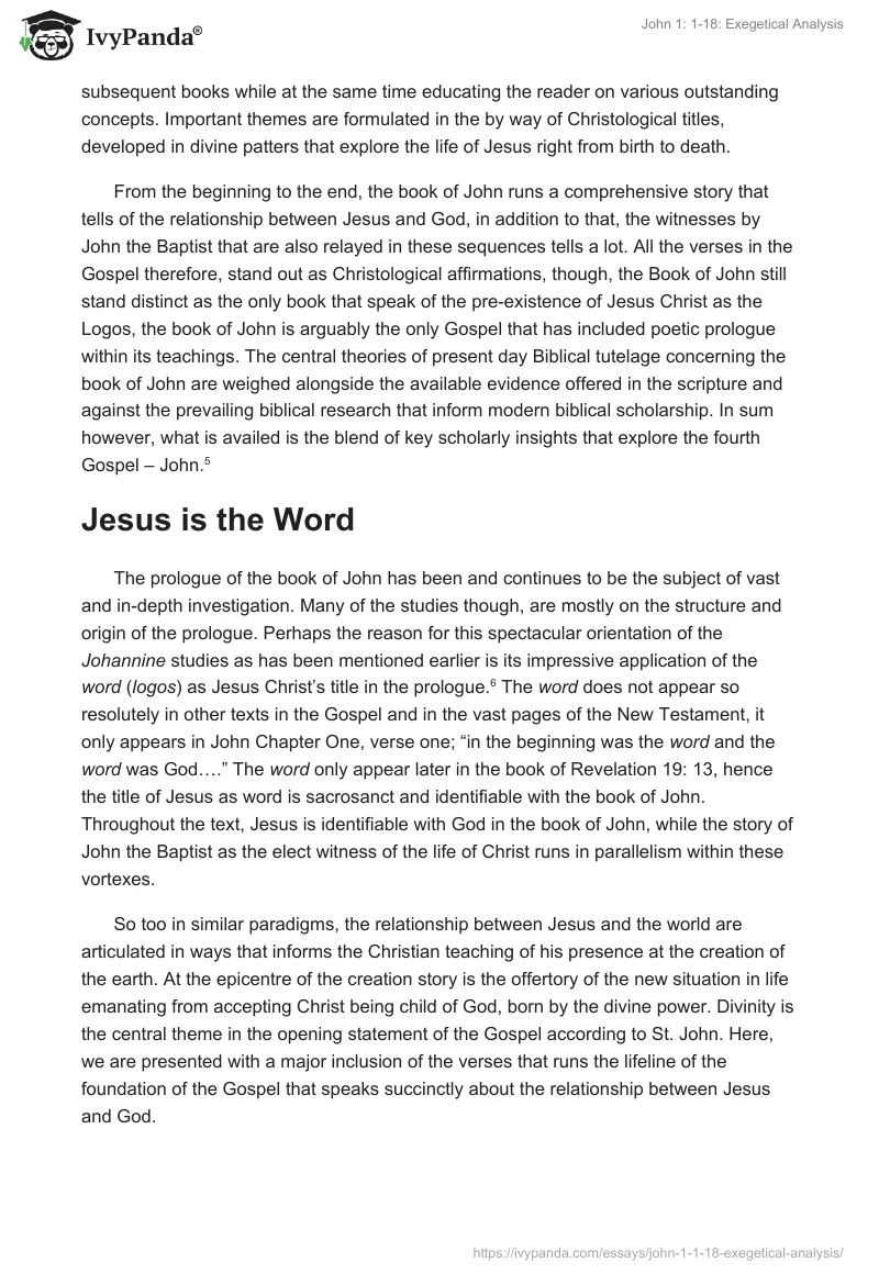 John 1: 1-18: Exegetical Analysis. Page 2