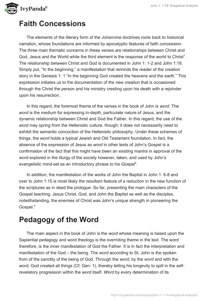 John 1: 1-18: Exegetical Analysis. Page 3