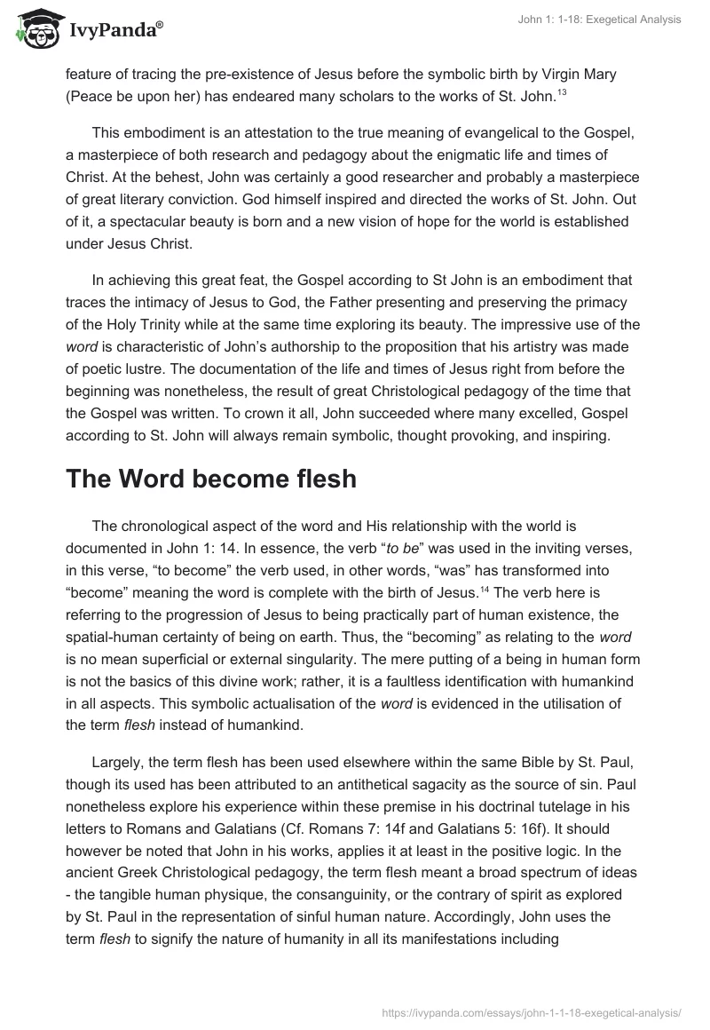 John 1: 1-18: Exegetical Analysis. Page 5