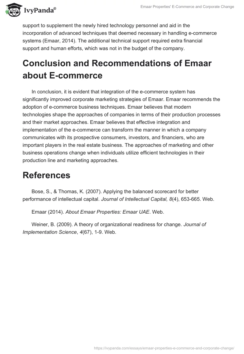 Emaar Properties' E-Commerce and Corporate Change. Page 5