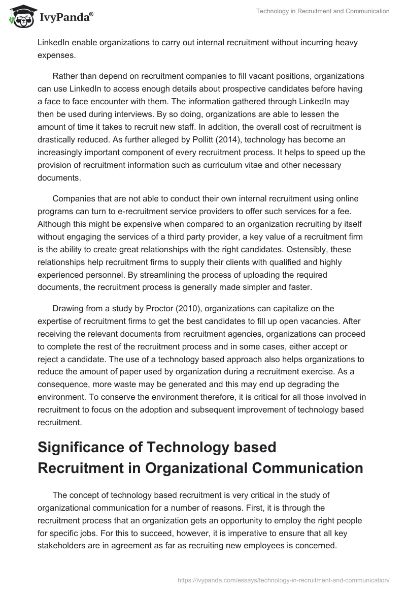 Technology in Recruitment and Communication. Page 2