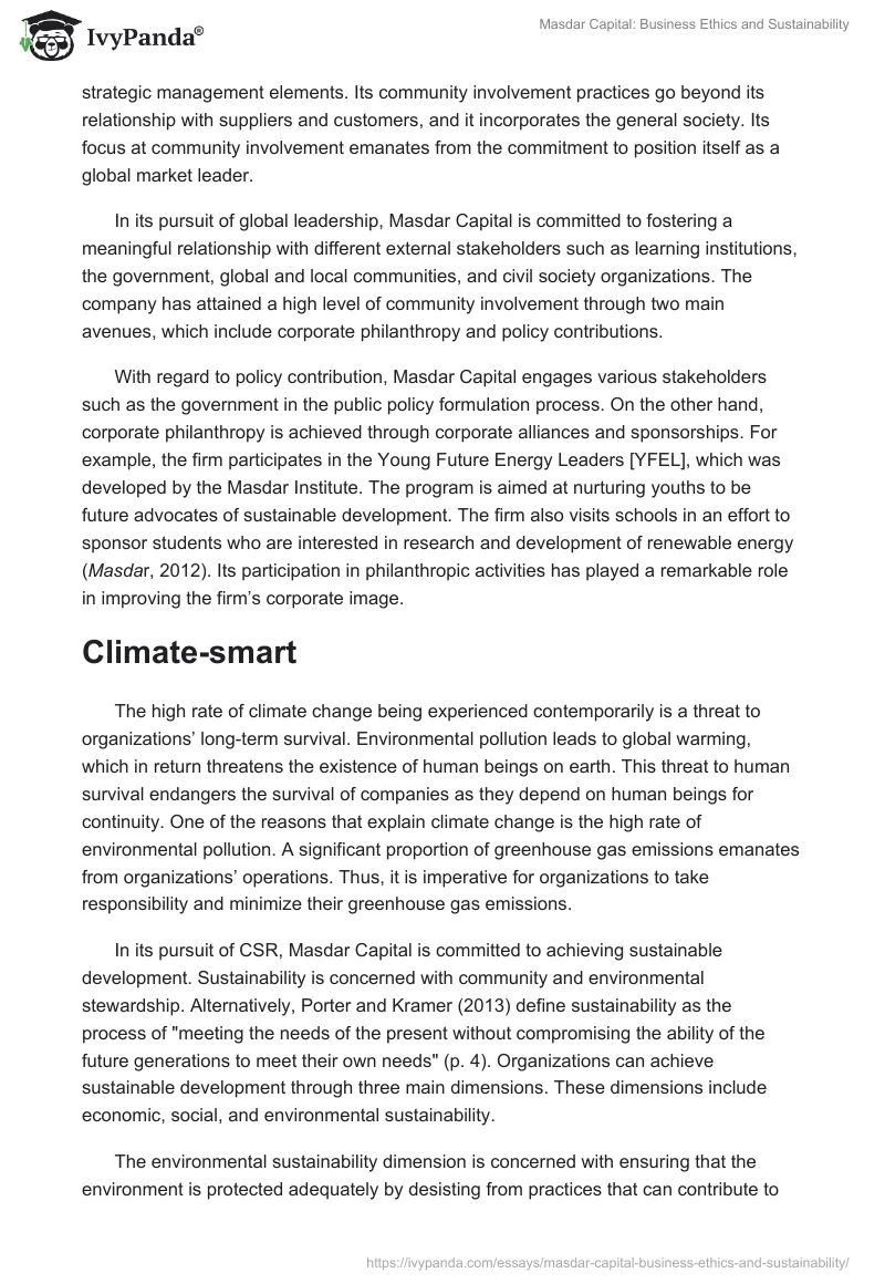 Masdar Capital: Business Ethics and Sustainability. Page 4
