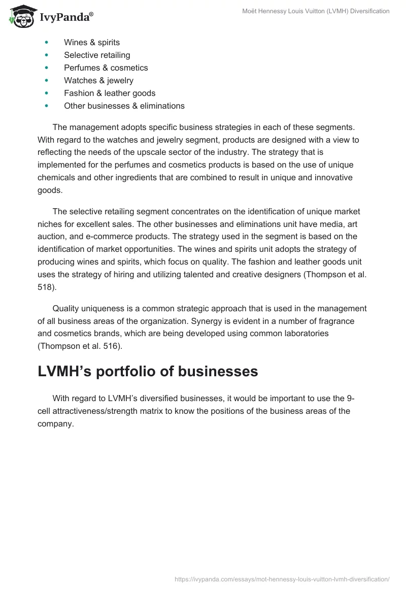 Moët Hennessy Louis Vuitton (LVMH) Diversification. Page 2