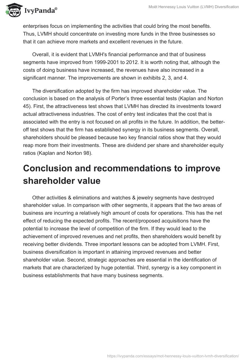 Moët Hennessy Louis Vuitton (LVMH) Diversification. Page 5