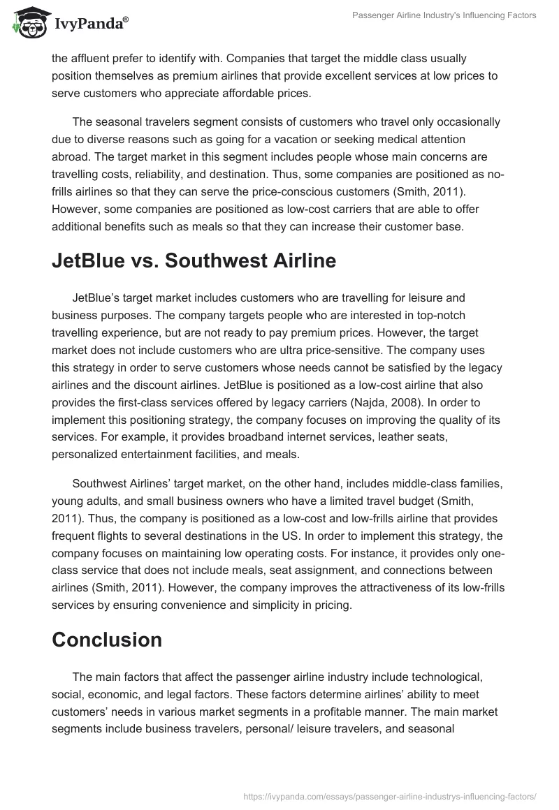 Passenger Airline Industry's Influencing Factors. Page 3