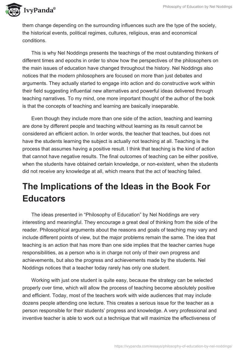 Philosophy of Education by Nel Noddings. Page 2