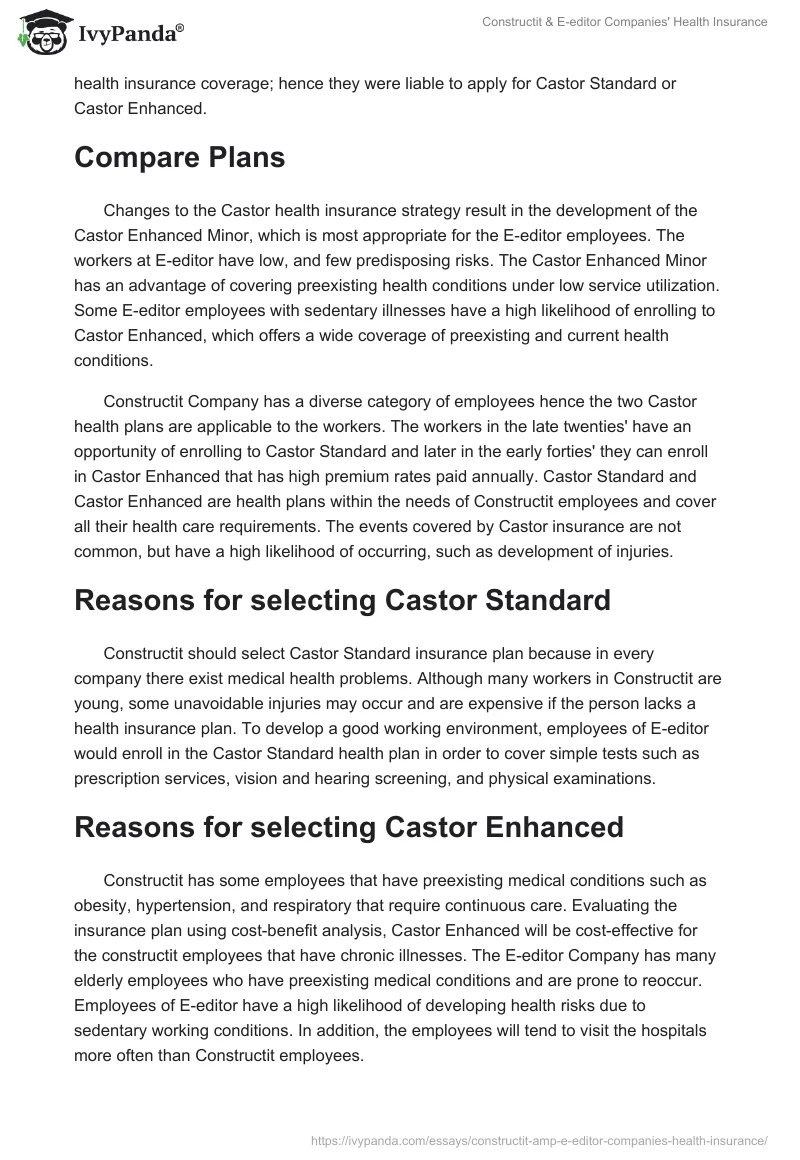 Constructit & E-editor Companies' Health Insurance. Page 2