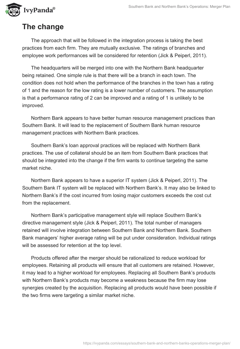 Southern Bank and Northern Bank’s Operations: Merger Plan. Page 2