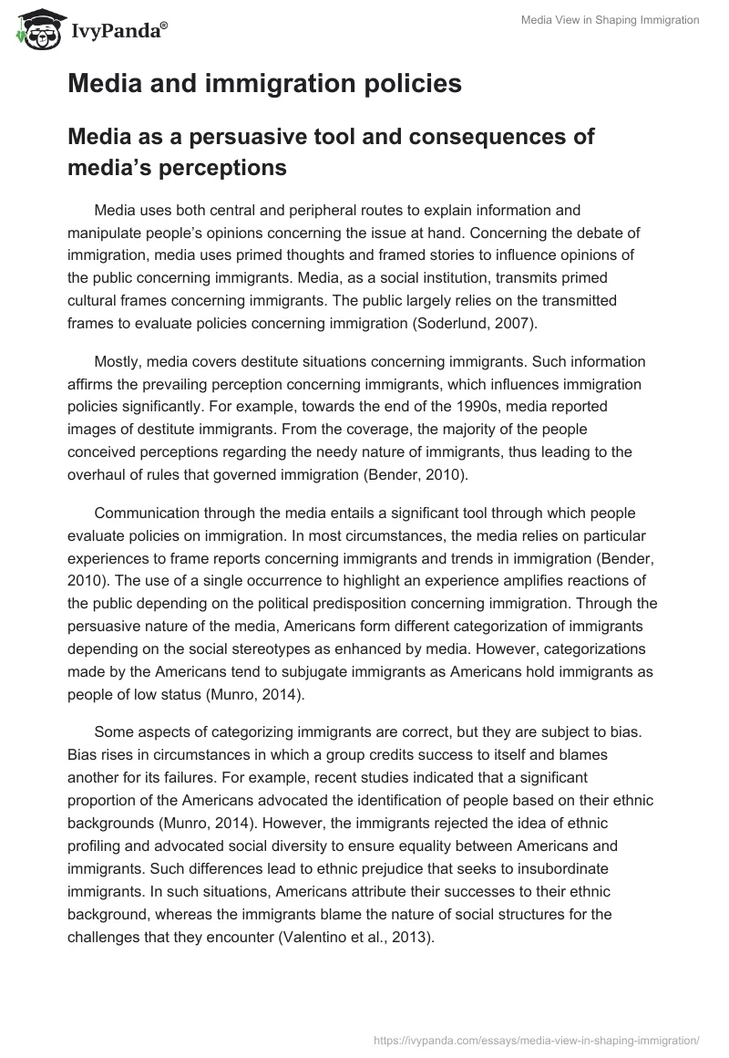 Media View in Shaping Immigration. Page 4