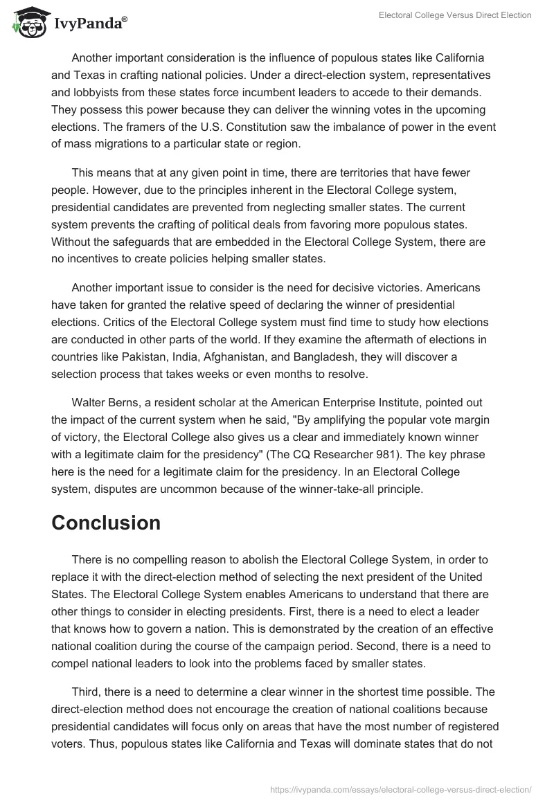 Electoral College Versus Direct Election. Page 2