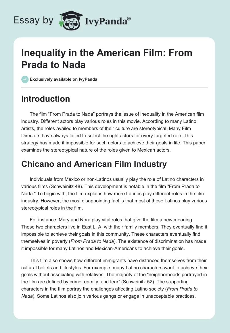 Inequality in the American Film: "From Prada to Nada". Page 1