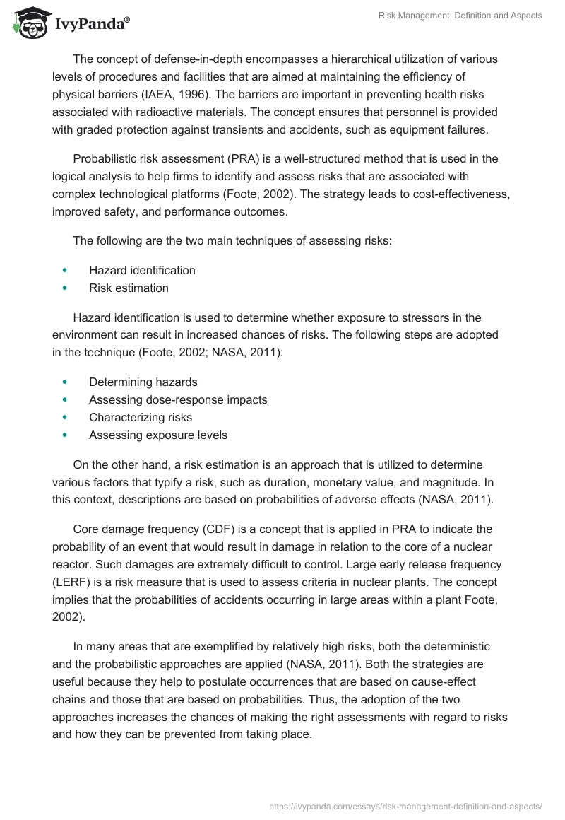 Risk Management: Definition and Aspects. Page 2
