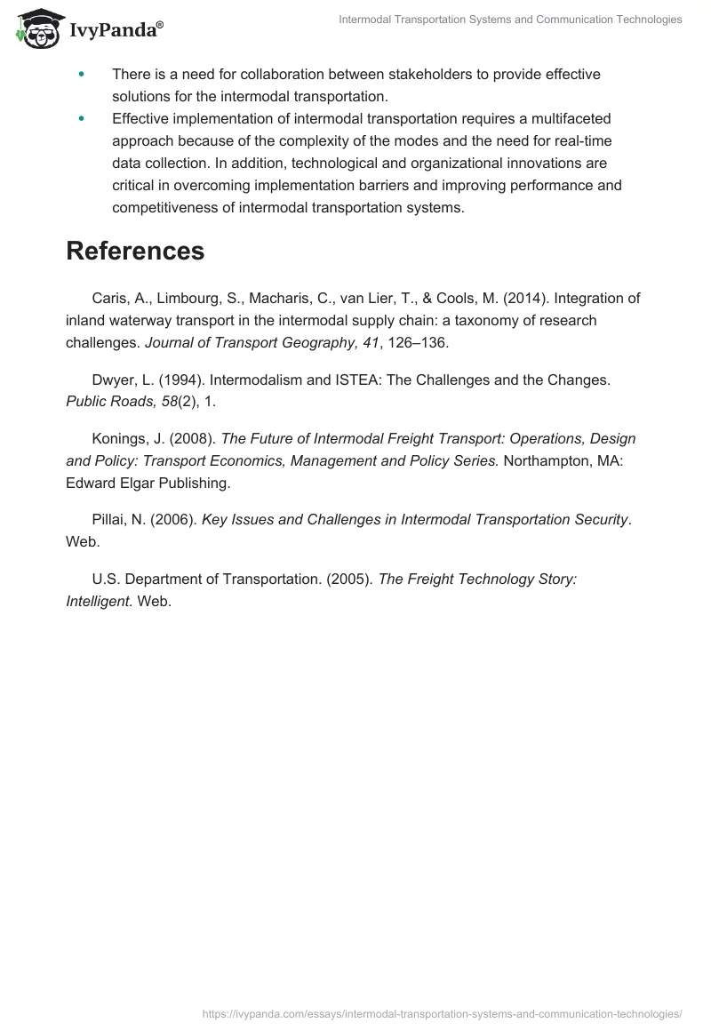 Intermodal Transportation Systems and Communication Technologies. Page 4