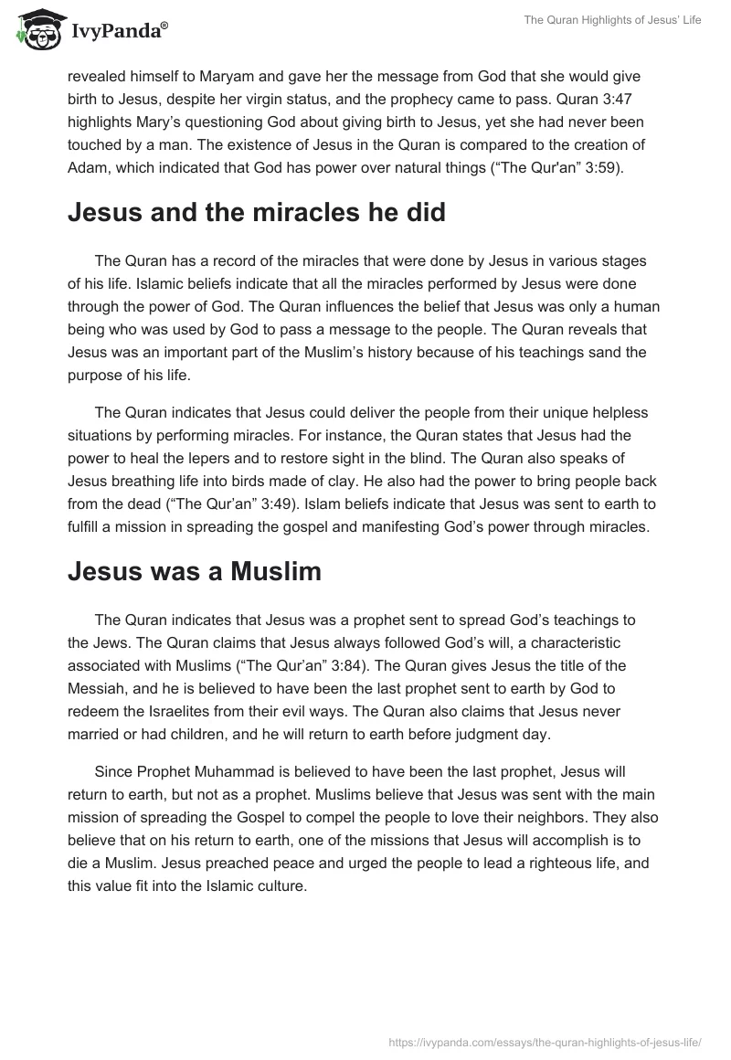 The Quran Highlights of Jesus’ Life. Page 2