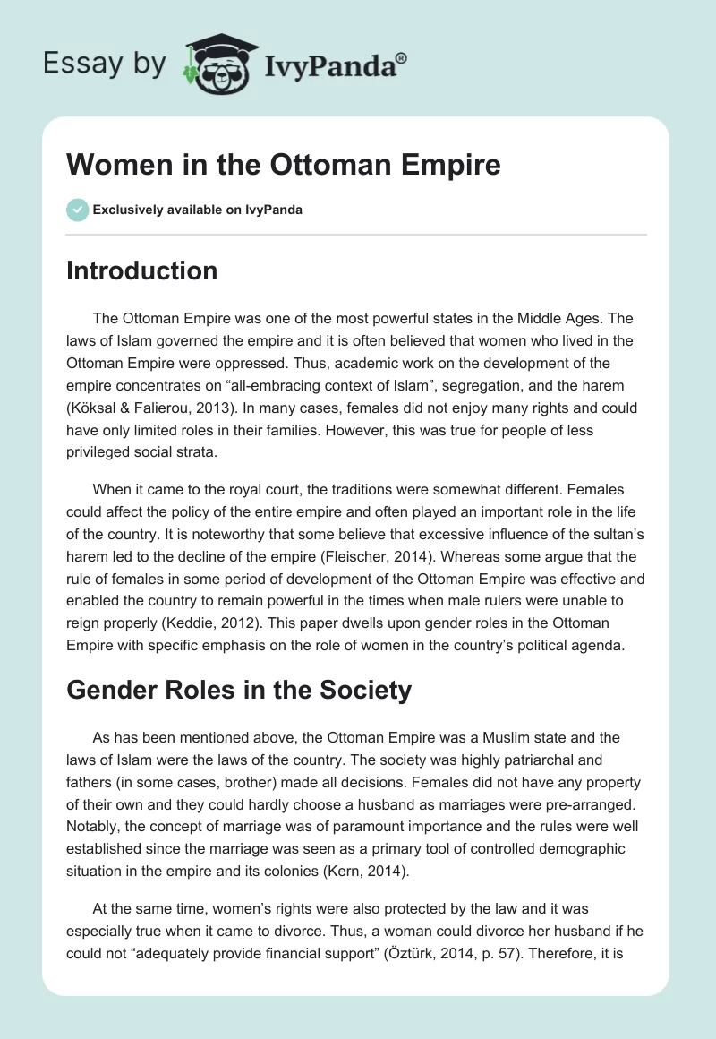 Women in the Ottoman Empire. Page 1