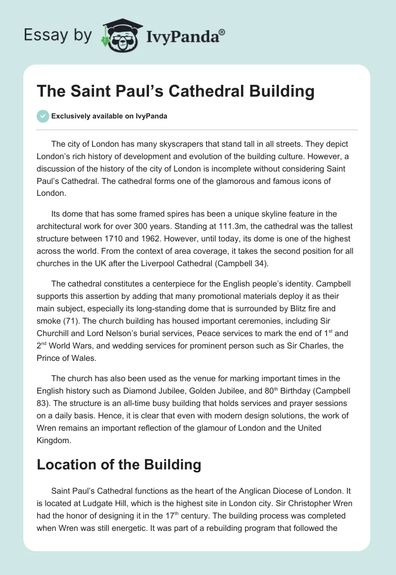The Saint Paul’s Cathedral Building. Page 1