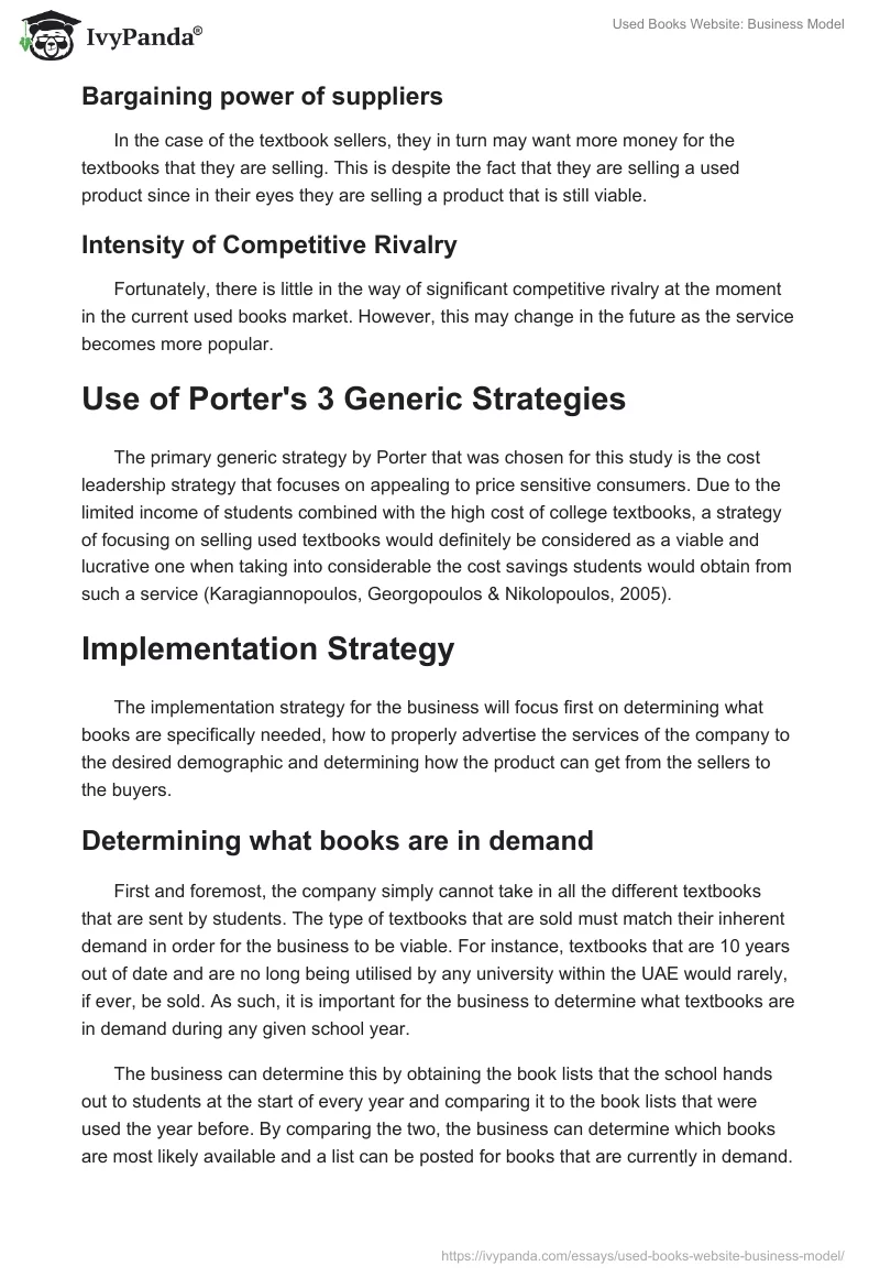 Used Books Website: Business Model. Page 3