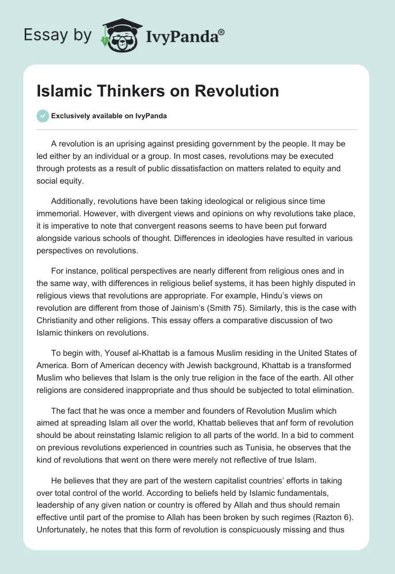 Islamic Thinkers on Revolution. Page 1