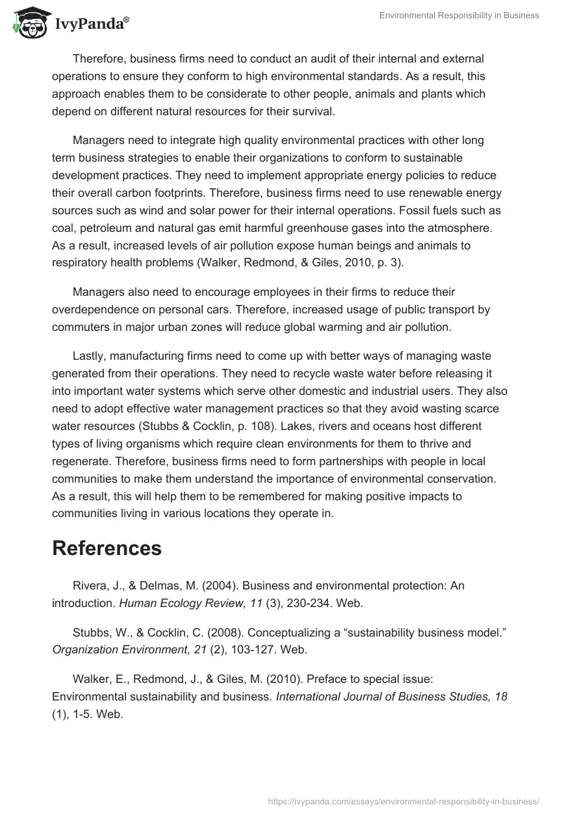Environmental Responsibility in Business. Page 2