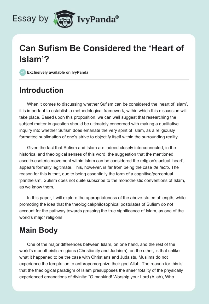 Can Sufism Be Considered the ‘Heart of Islam’?. Page 1