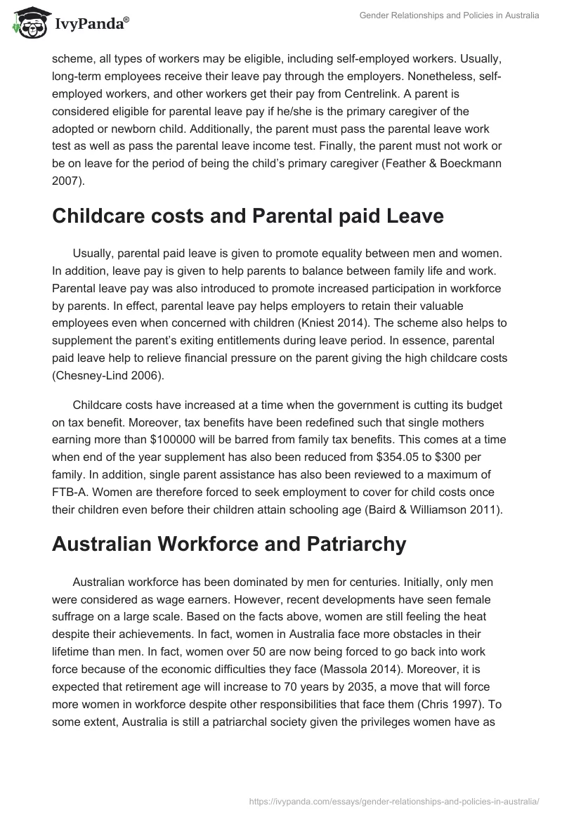 Gender Relationships and Policies in Australia. Page 4