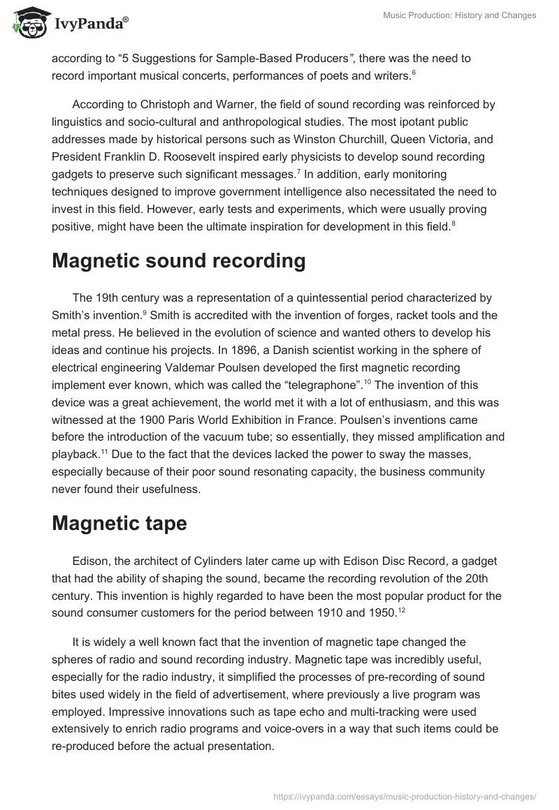 Music Production: History and Changes. Page 2