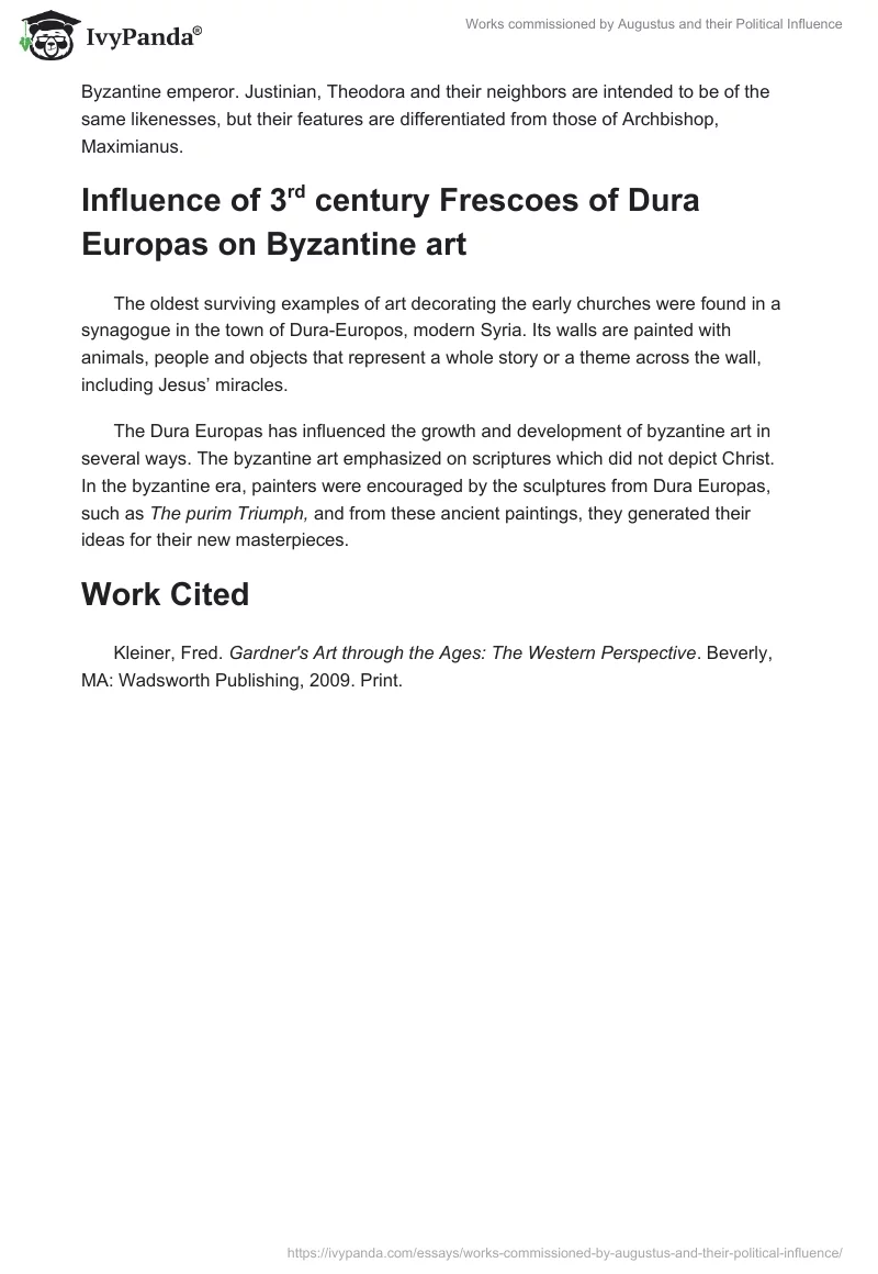 Works Commissioned by Augustus and Their Political Influence. Page 3