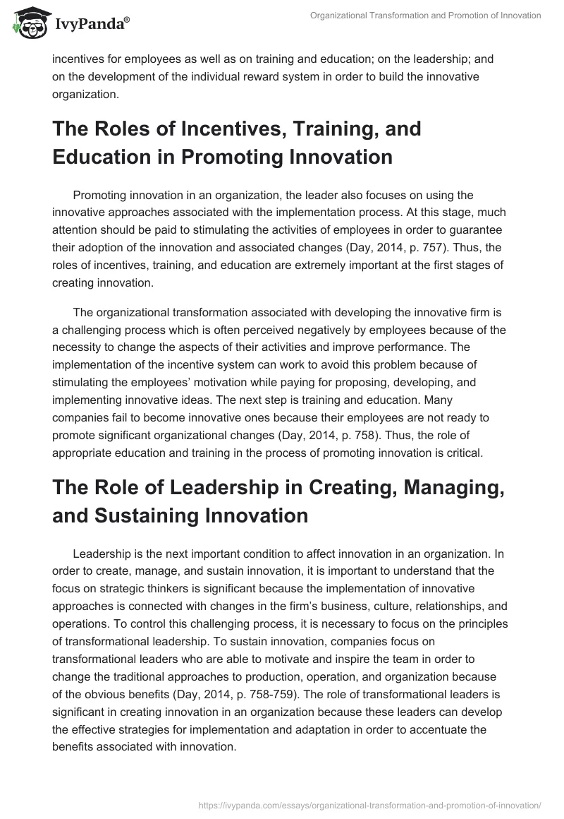 Organizational Transformation and Promotion of Innovation. Page 2