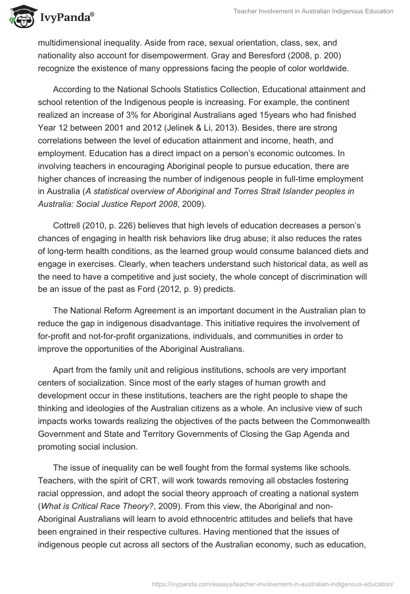 Teacher Involvement in Australian Indigenous Education. Page 3