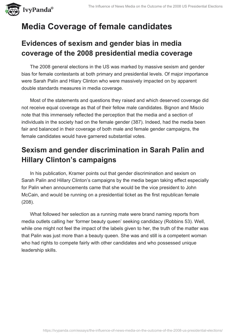 The Influence of News Media on the Outcome of the 2008 US Presidential Elections. Page 3