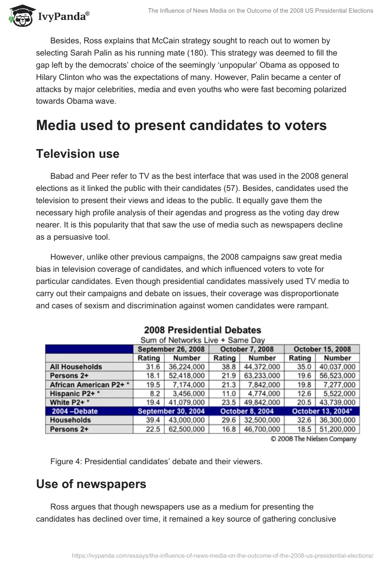 The Influence of News Media on the Outcome of the 2008 US Presidential Elections. Page 5