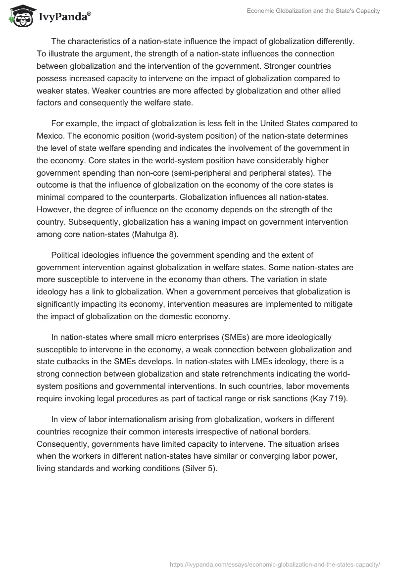 Economic Globalization and the State's Capacity. Page 4