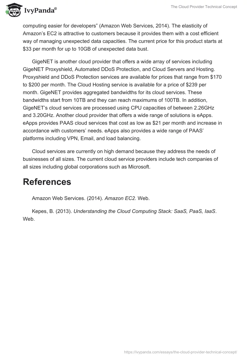 The Cloud Provider Technical Concept. Page 2