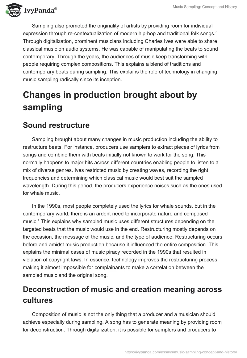 Music Sampling: Concept and History. Page 2