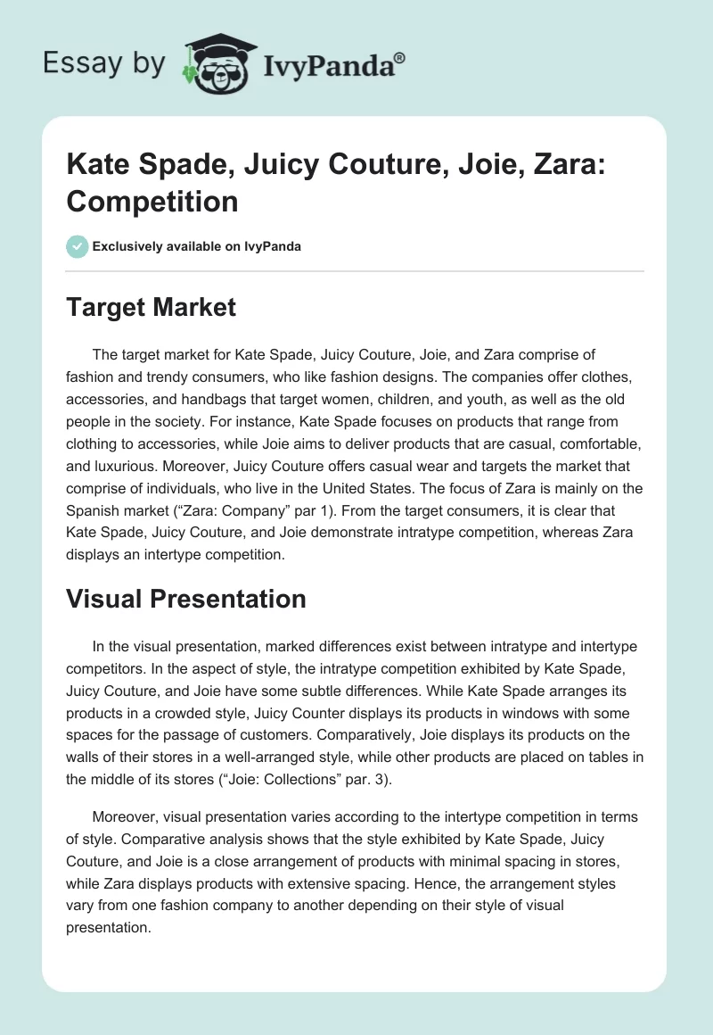 Kate Spade, Juicy Couture, Joie, Zara: Competition. Page 1