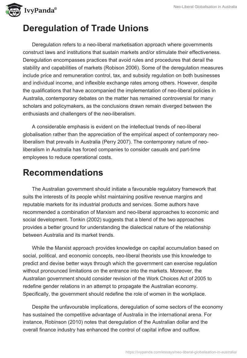 Neo-Liberal Globalisation in Australia. Page 5