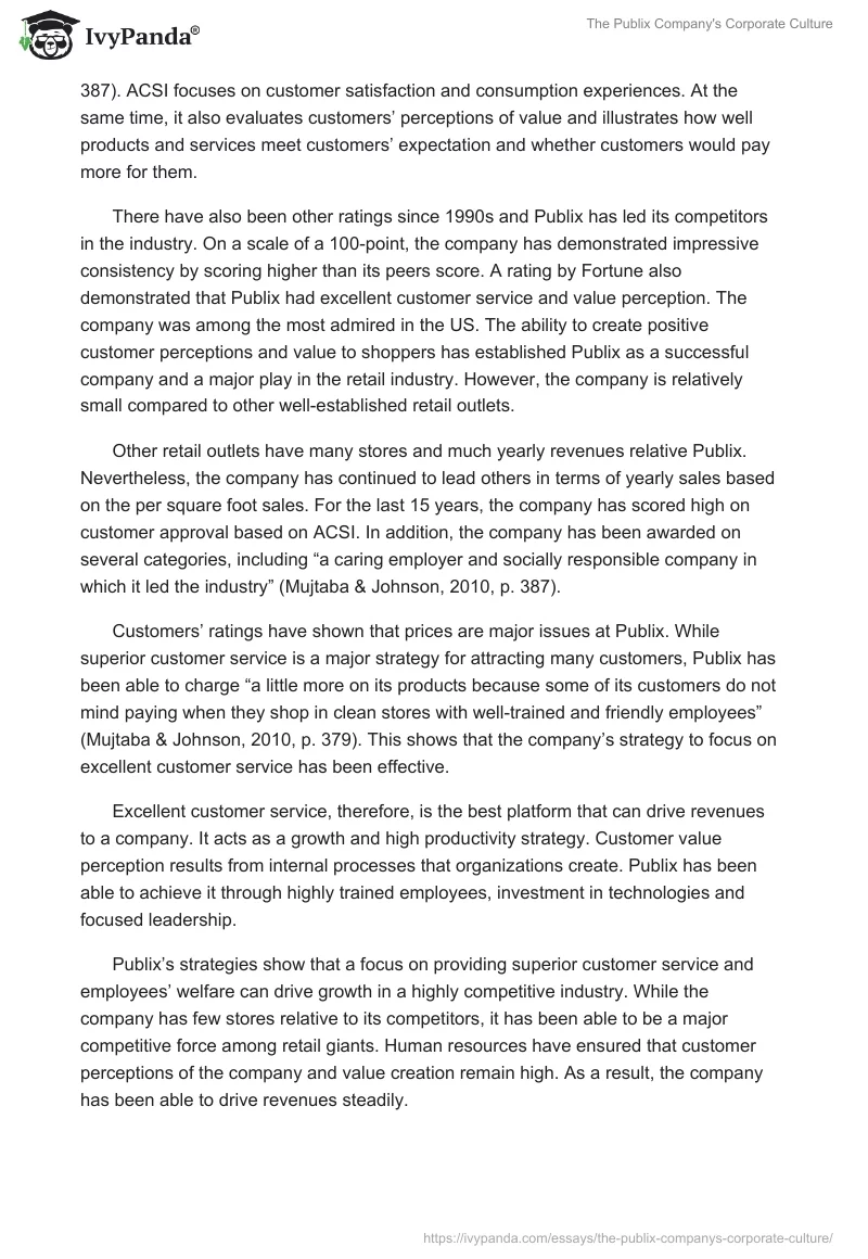 The Publix Company's Corporate Culture. Page 4